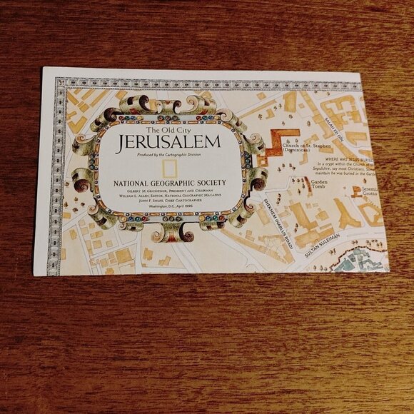 NATIONAL GEOGRAPHIC MAP of The Old City JERUSALEM April 1996 - Picture 1 of 3